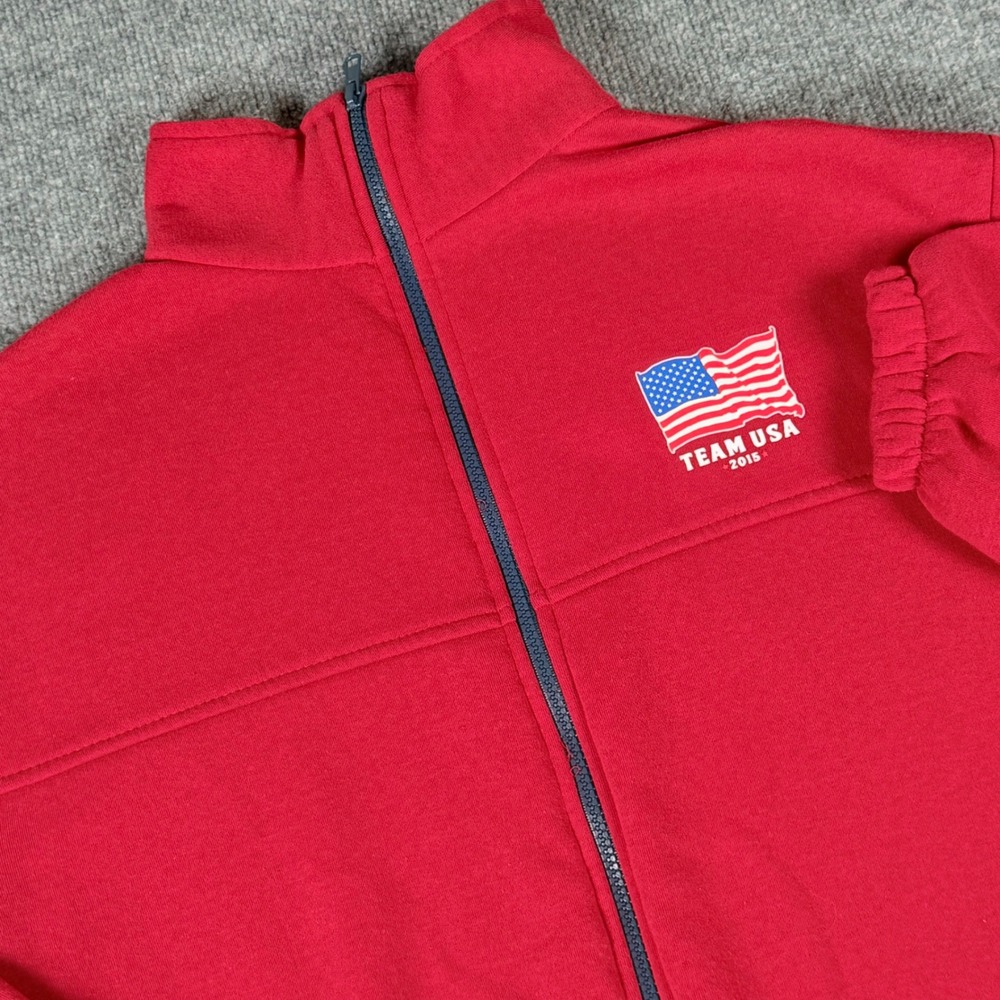 Retro Team USA Olympic Games Red Fleece Full Zip Jacket XL 2015 Sporty Patriotic